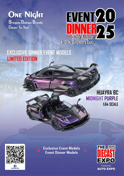 Demon King Auto 1/64 Pagani Huayra BC Purple - The Diecast Expo 2025 Singapore Dinner Exclusive
