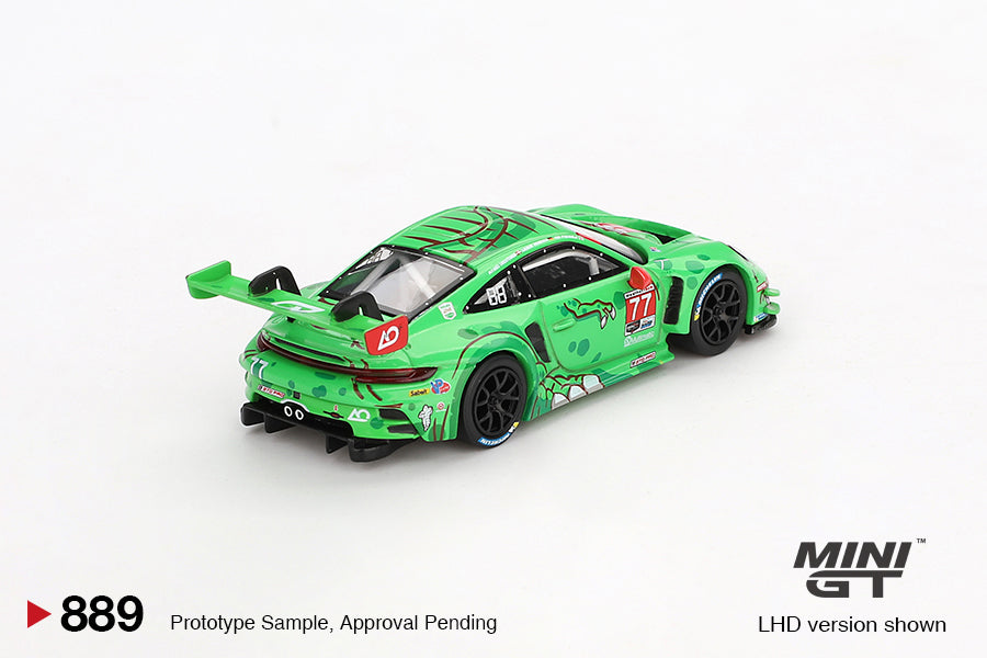 Mini GT 1/64 Porsche 911 GT3 R #77 2024 IMSA Daytona 24 Hrs GTD Pro 2nd Place AO Racing Rexy Green - MGT00889