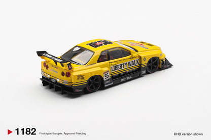 Mini GT 1/64 Nissan LB-ER34 Super Silhouette SKYLINE Sport Yellow - MGT01182