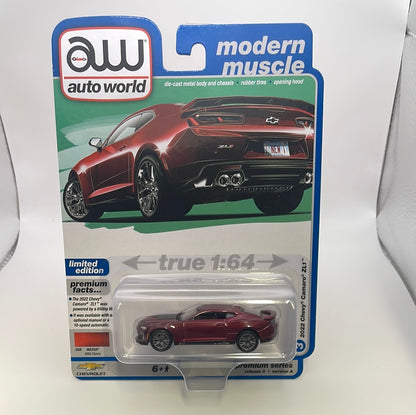 Auto World 1/64 Modern Muscle Version A 2022 Chevy Camaro ZL1 Wild Cherry