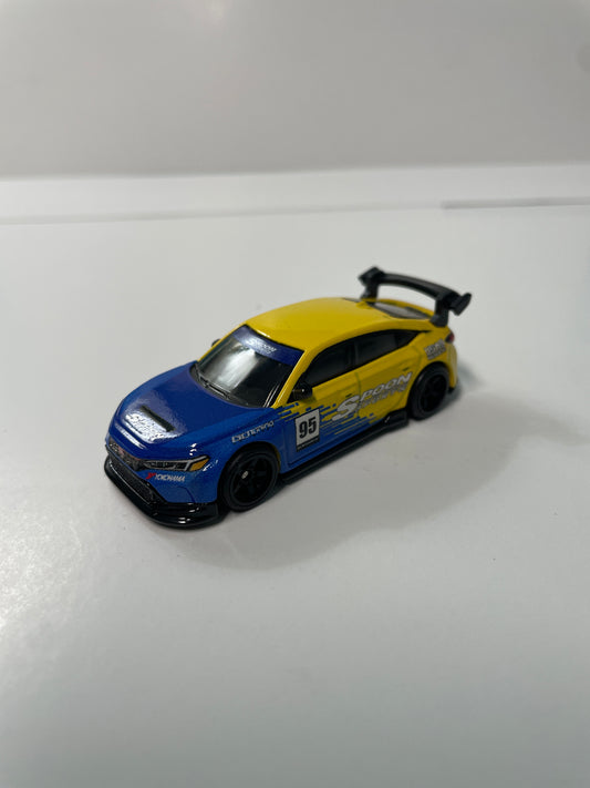 *Loose* Hot Wheels 1/64 Premium Car Culture 2 Pack Honda Civic Type R Yellow & Blue