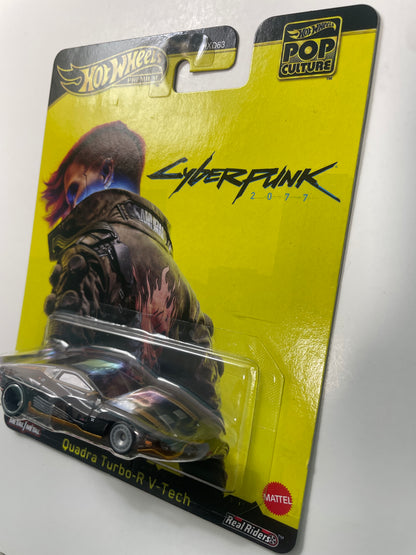 Hot Wheels 1/64 Pop Culture Cyber Punk 2077 Quadra Turbo-R V-Tech Black - JBL57 - Damaged Box