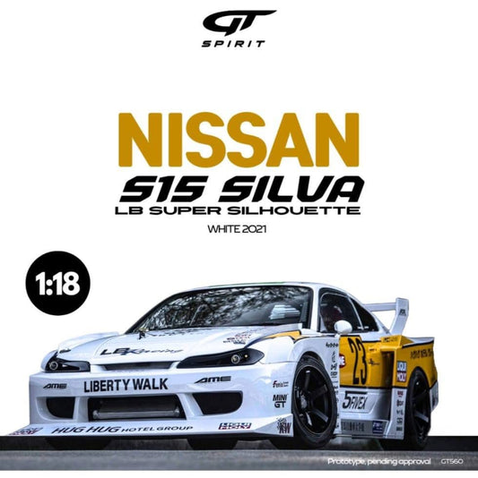 GT Spirit 1/18 Nissan S15 Silvia LB Super Silhouette Resin Serie White - GT560