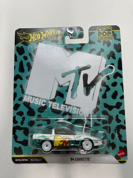 Hot Wheels 1/64 Pop Culture Music Television '84 Corvette White - JHW93 - Damaged Box