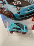 Hot Wheels 1/64 Fiat 500 Blue - Damaged Card