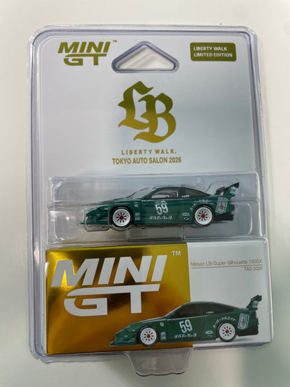 Mini GT 1/64 2026 Tokyo Auto Salon Package Exclusive Nissan LB-Super Silhouette 180SX Green - MGT01163-LB