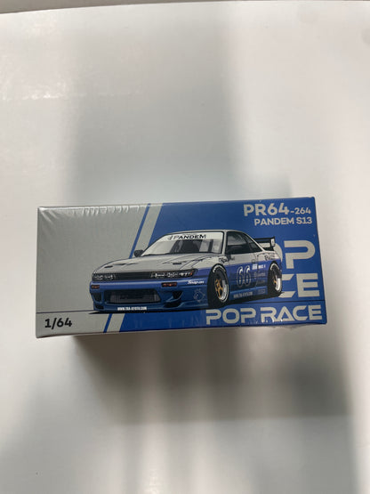 Pop Race 1/64 Pandem Nissan Silvia S13 Moontech Blue - PR64-0264