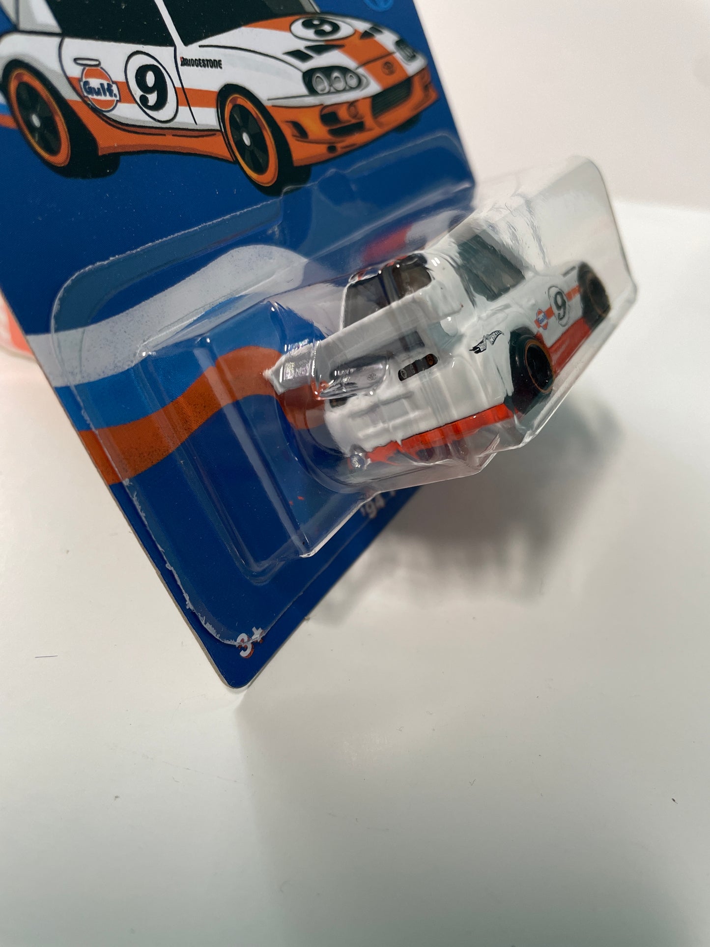 Hot Wheels 1/64 Noppo Gulf Racing Tooned ‘94 Toyota Supra White - Damaged Card