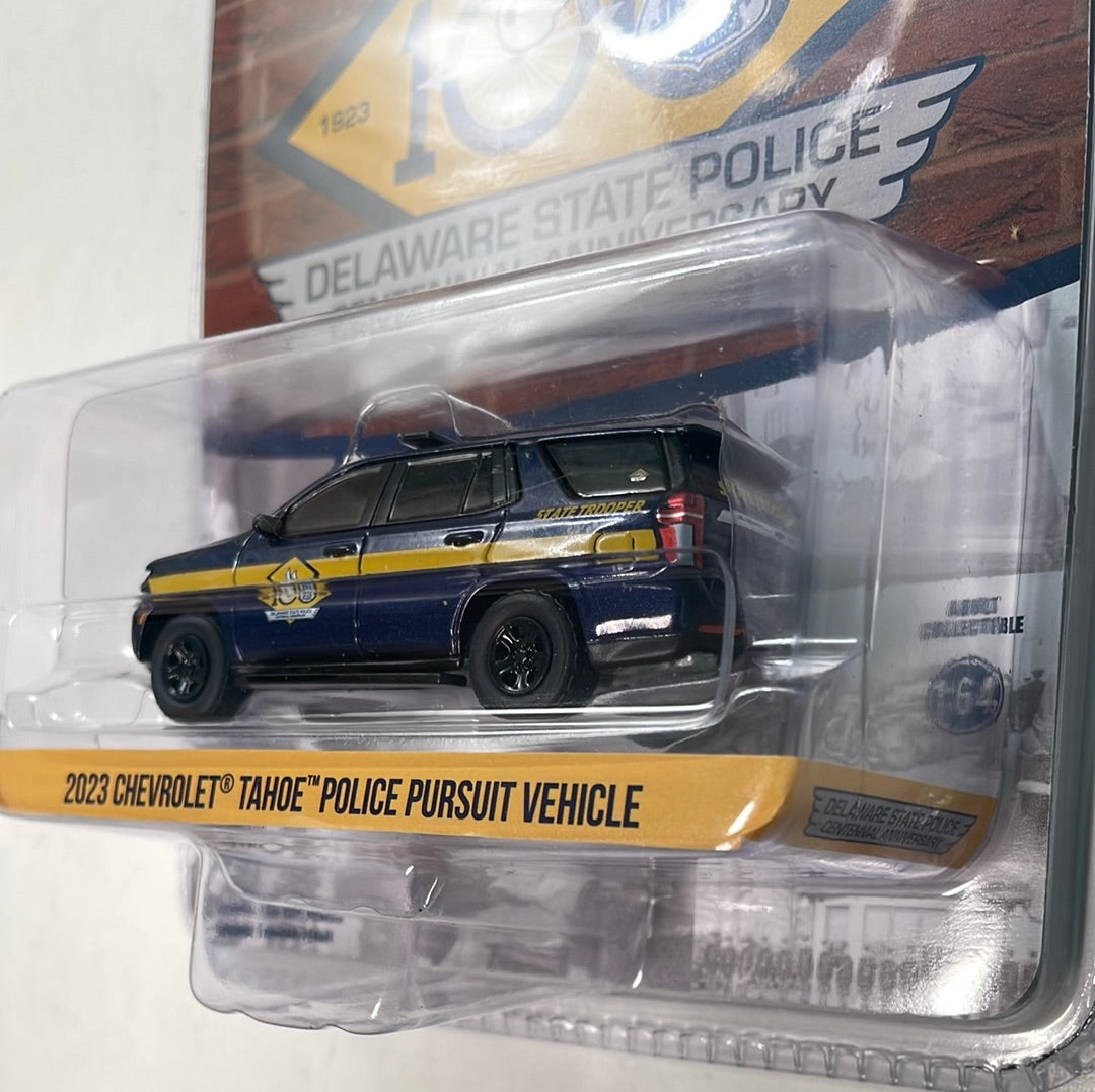 Greenlight 1/64 Delaware State Police 2023 Chevrolet Tahoe Police Pursuit Vehicle Blue
