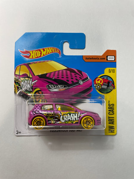 Hot Wheels 1/64 Volkswagen Golf MK7 Short Card Pink - Damaged Card