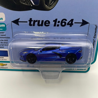 1/64 Auto World Sports Cars Version B 2020 Chevy Corvette Elkhart Lake Blue - Damaged Card