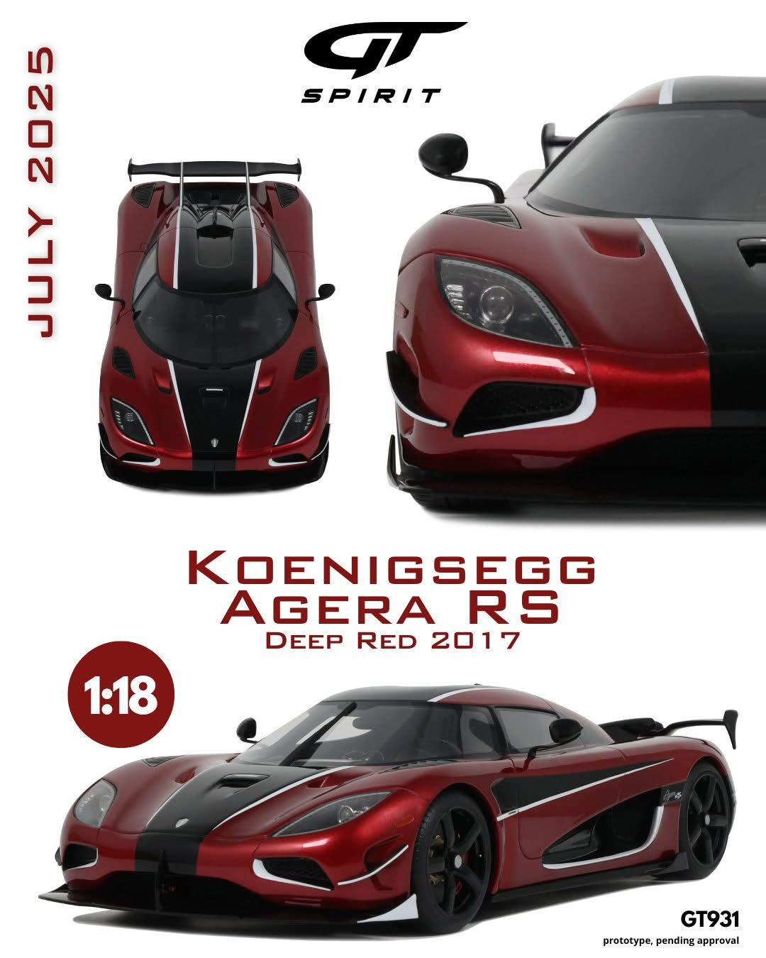 GT Spirit 1/18 2017 Koenigsegg Agera RS Black & Red