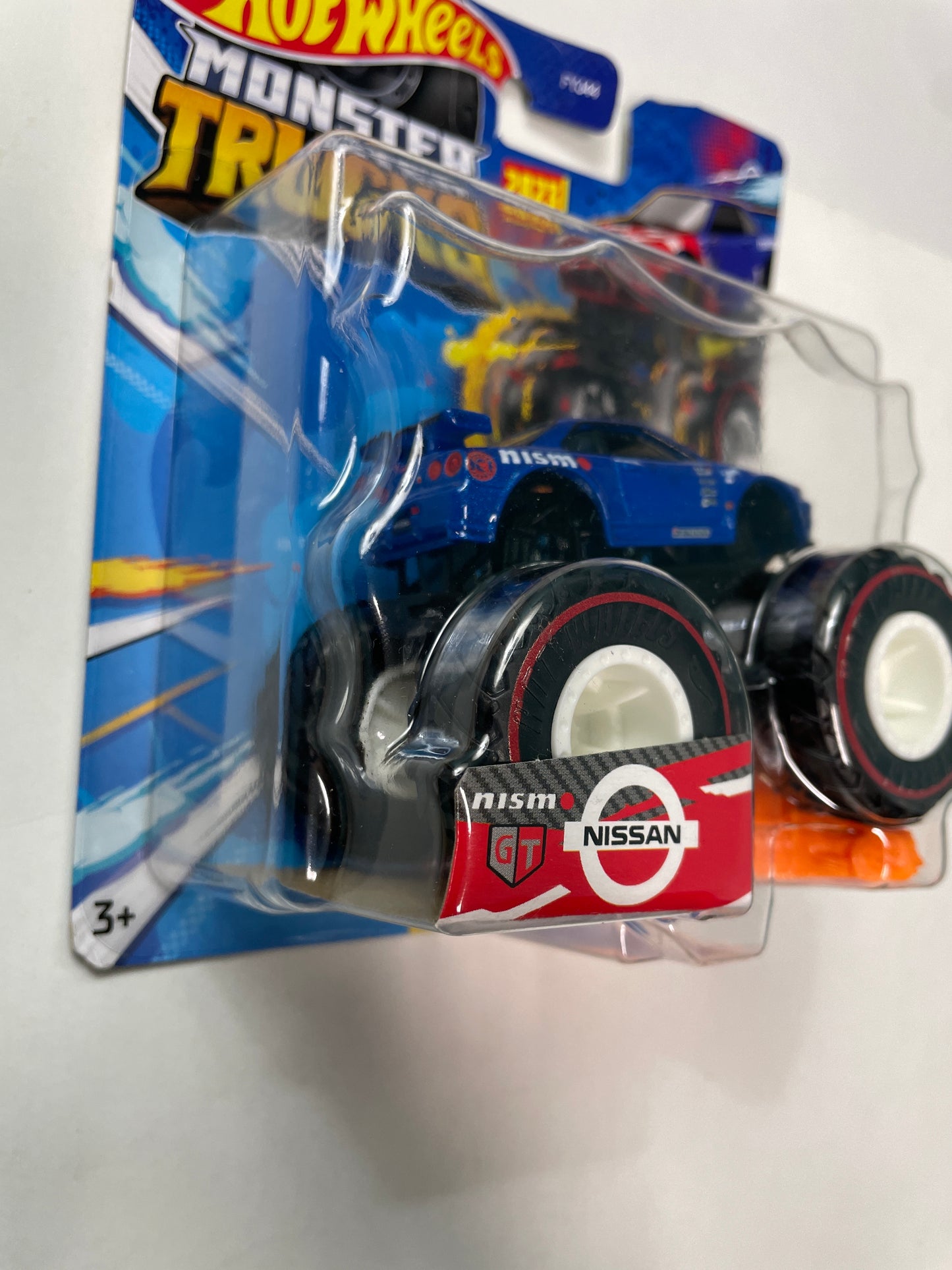 Hot Wheels 1/64 Monster Trucks Treasure Hunt Nissan Blue - Damaged Card