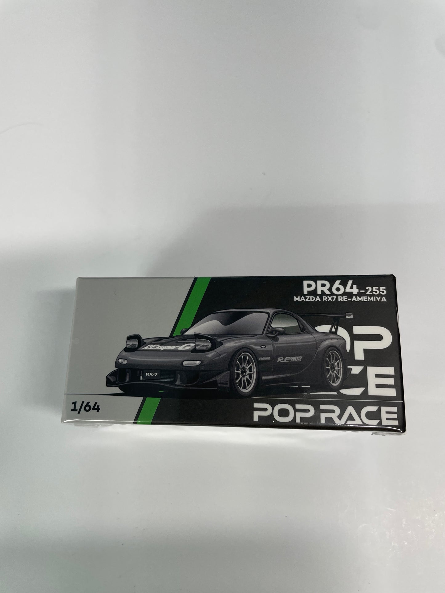 Pop Race 1/64 Mazda RX7 Re-Amemiya Widebody Gun Metal Black - PR64-0255