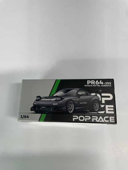 Pop Race 1/64 Mazda RX7 Re-Amemiya Widebody Gun Metal Black - PR64-0255