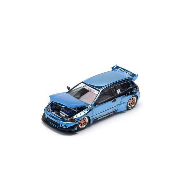 Pop Race 1/64 Pandem Honda Civic EG6 Blue Chrome - PR64-0206