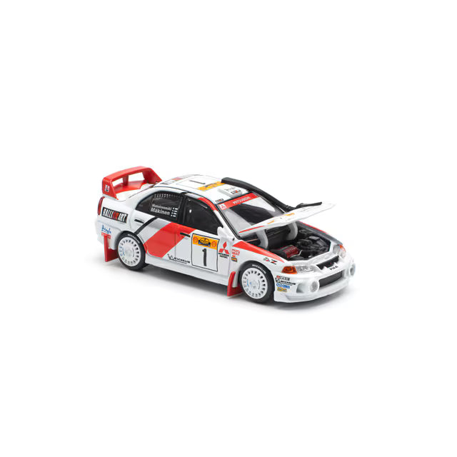 Pop Race 1/64 Mitsubushi Lancer Evolution IV Safari Rally Kenya 1998 #1 White & Red - PR64-0231