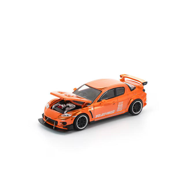 Pop Race 1/64 Mazda RX8 RE-Amemiya Widebody Chrome Orange - PR64-0281