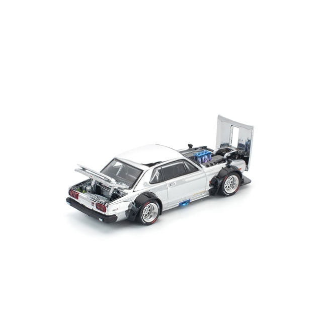 Pop Race 1/64 Hong Kong Toycar Salon 2025 Nissan Skyline GT-R V8 Drift (Hakosuka) Silver Chrome - PR64-0330