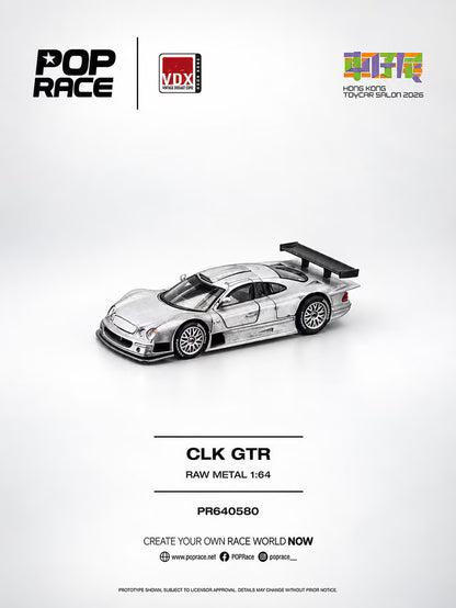 Pop Race 1/64 Hong Kong Toycar Salon 2026 Mercedes CLK-GTR Raw Metal - PR64-0580
