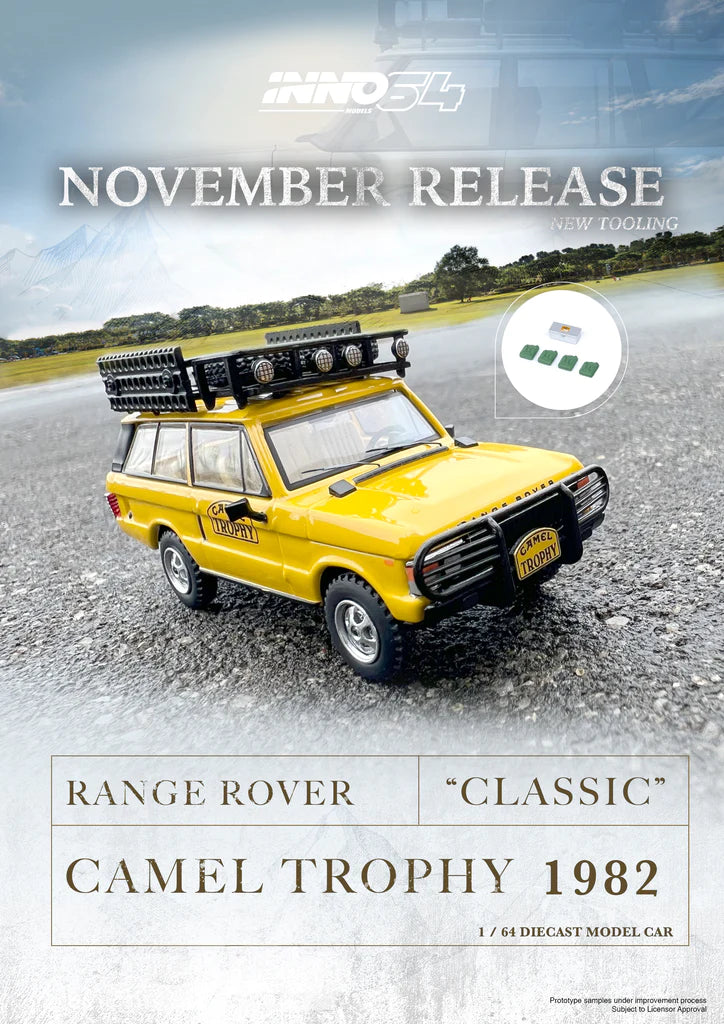 Inno64 1/64 Range Rover Classic Camel Trophy 1982 Yellow