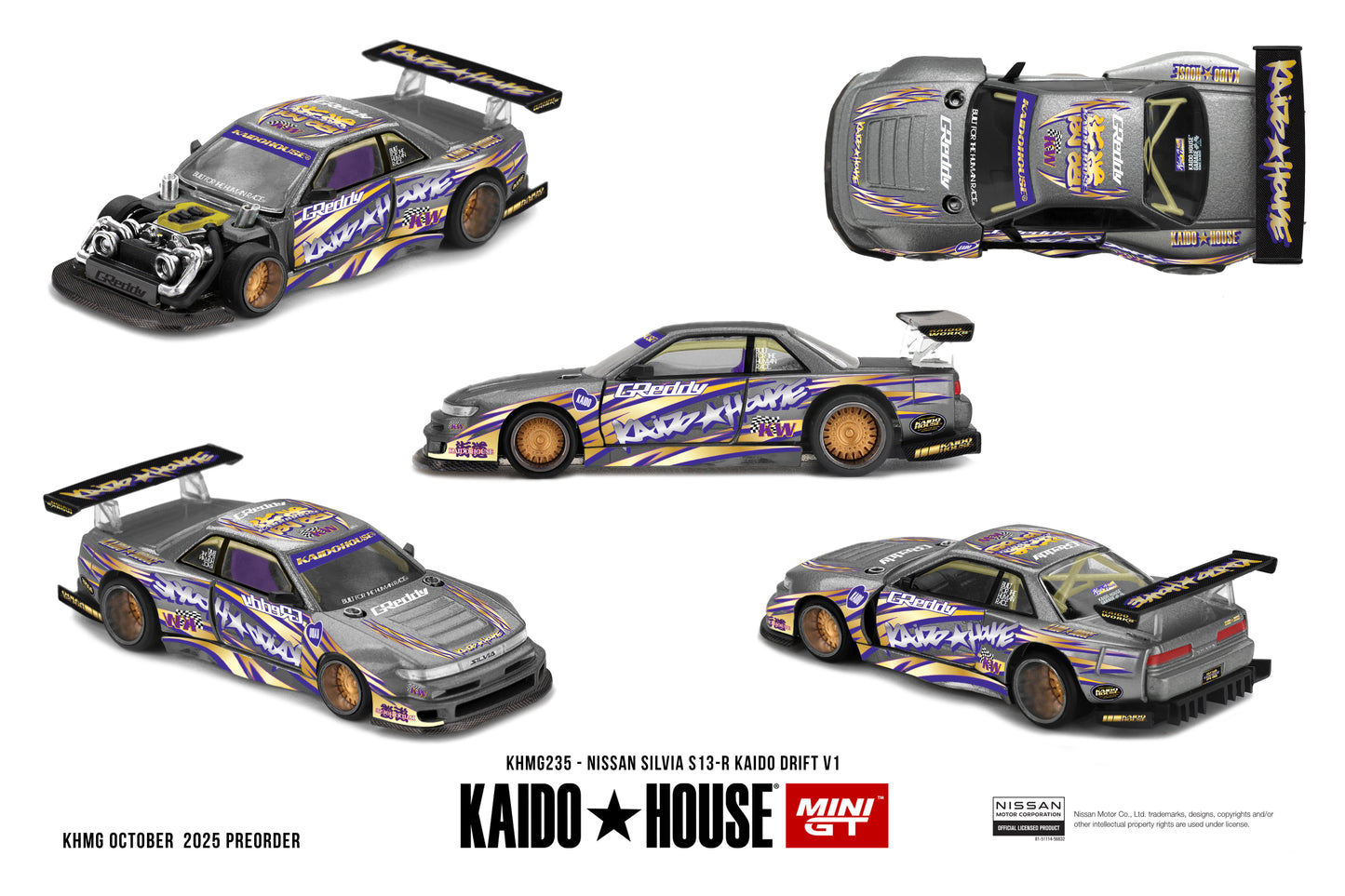 Mini GT x Kaido House 1/64 Nissan Silvia S13-R KAIDO DRIFT V1 - KHMG235