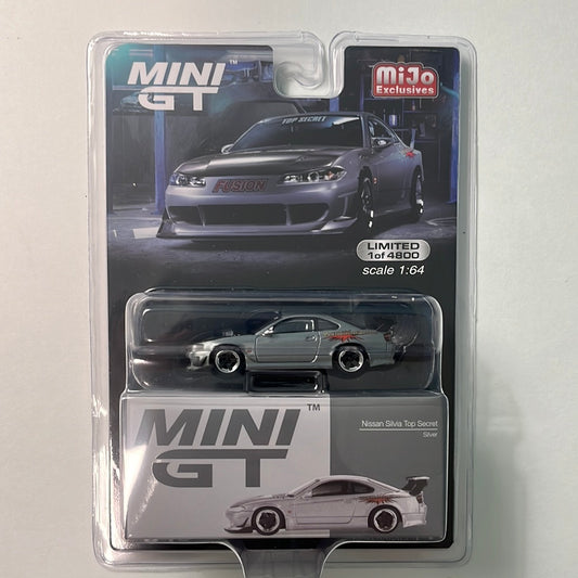 *Chase* Mini GT 1/64 Nissan Silvia Top Secret (S15) – Silver – Mijo Exclusives
