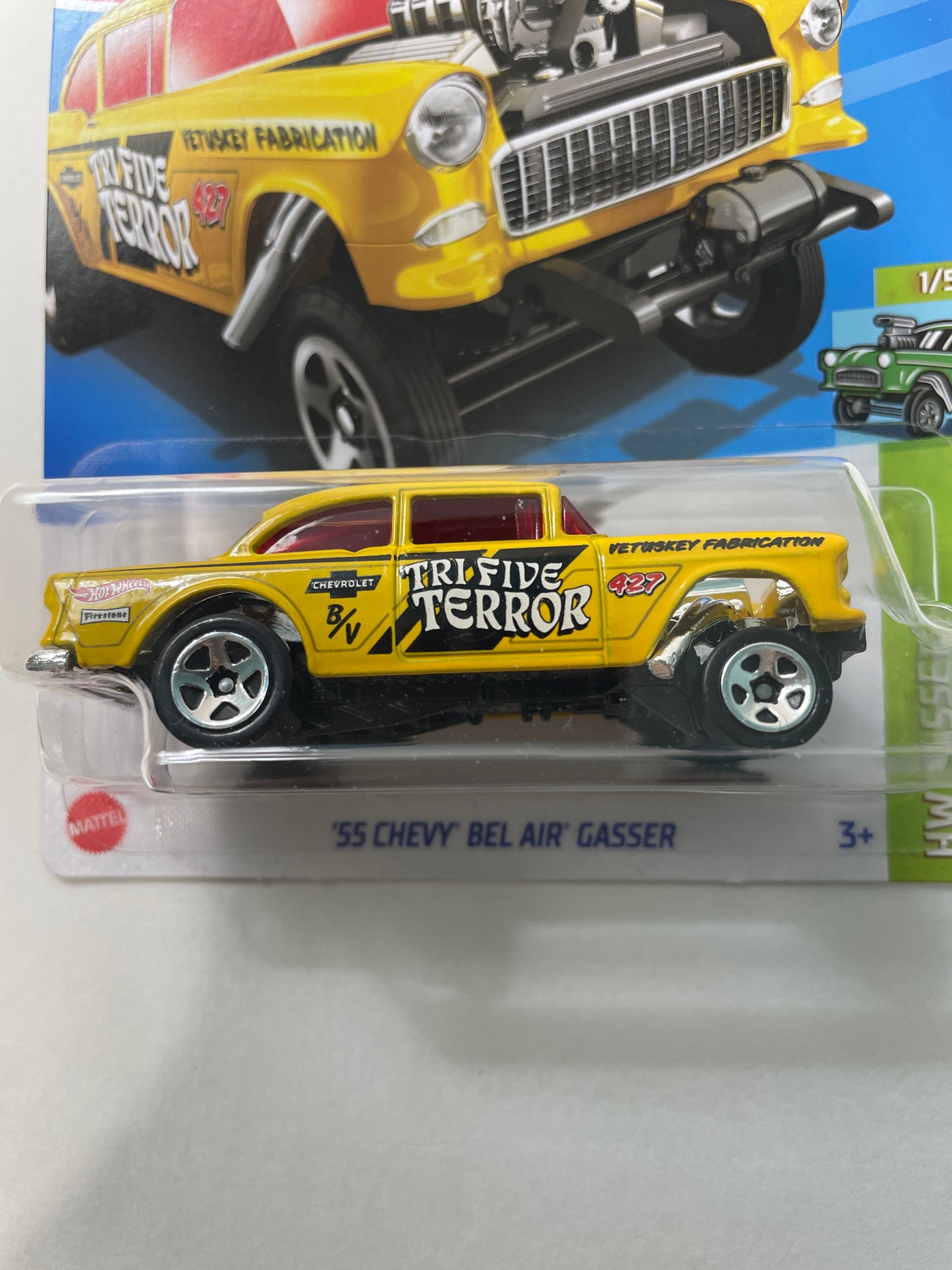 Hot Wheels 1/64 ‘55 Chevy Bel Air Gasser Yellow