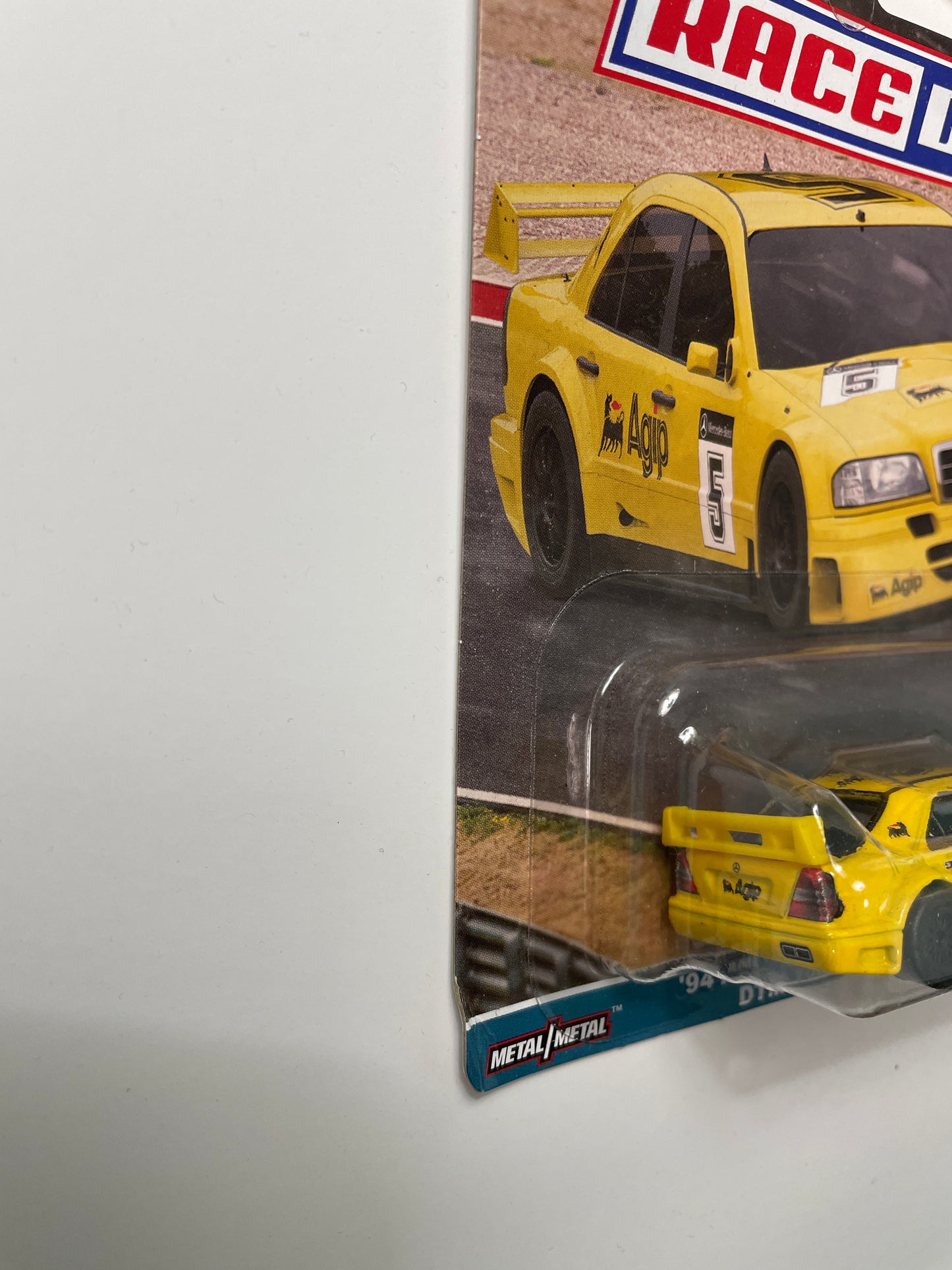 Hot Wheels 1/64 Car Culture Race Day ‘94 AMG- Mercedes C-Class DTM Touring Car Yellow - Damaged Box