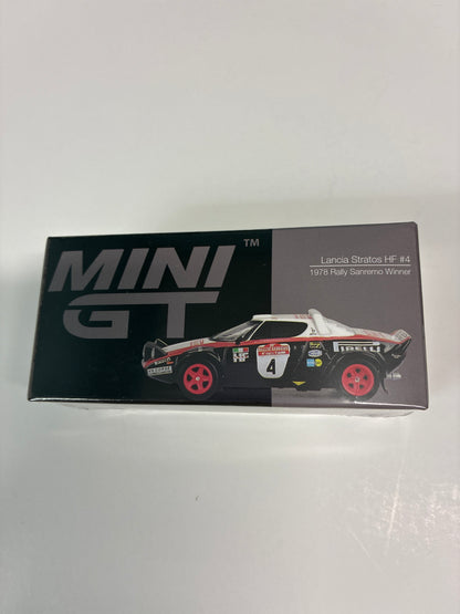 Mini GT 1/64 Lancia Stratos HF #4 1978 Rally Sanremo Winner Black & White - MGT01084