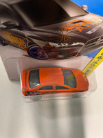 Hot Wheels 1/64 Factory custom Super Treasure Hunt 2008 Mitsubishi Lancer Evolution Orange w/ Black Wheels- Damaged Card