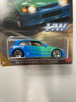 Hot Wheels 1/64 Speed Graphics ‘99 Honda Civic Type R (EK9) Falken Green & Blue - Damaged Card