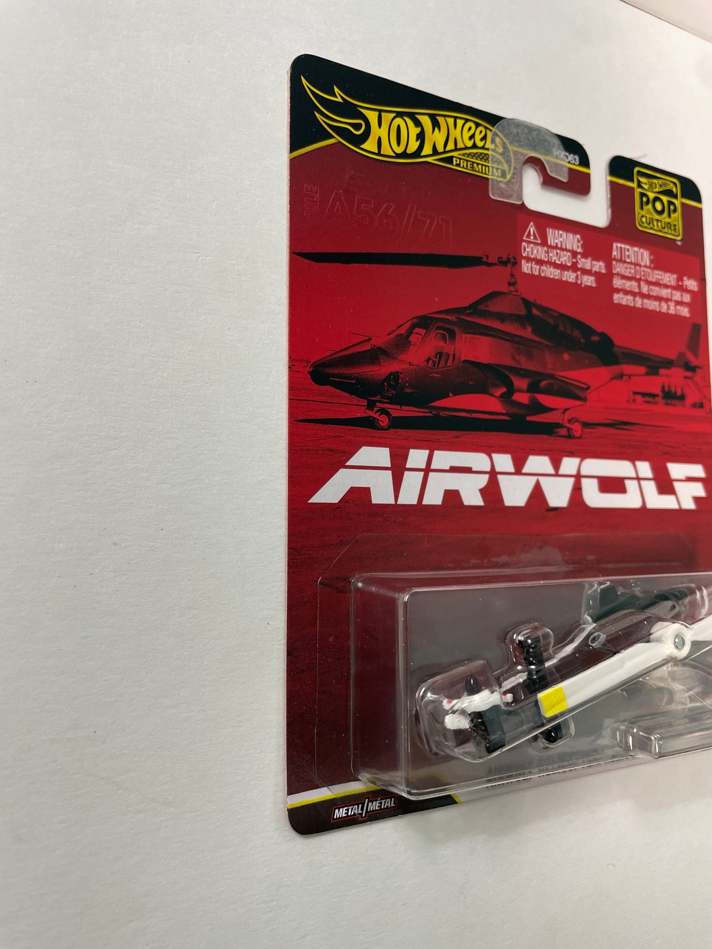 Hot Wheels 1/64 Pop Culture Airwolf Helicopter/ Helicoptere Black - JBL56