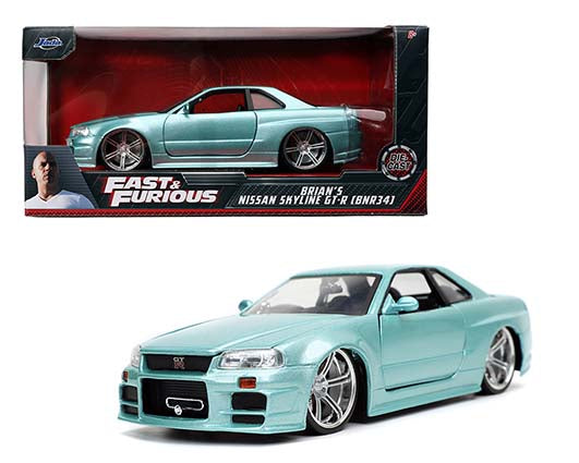 Jada 1/24 Brian’s 2002 Nissan Skyline GT-R34 Green Fast and Furious - Damaged Box