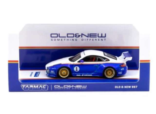 Tarmac Works 1/43 Old & New Porsche 997 Blue & White