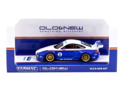 Tarmac Works 1/43 Old & New Porsche 997 Blue & White