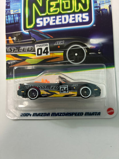 Hot Wheels 1/64 Neon Speeders 2004 Mazda Mazdaspeed Miata Black - JKY08