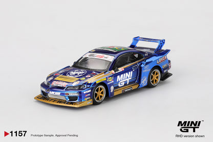 Mini GT 1/64 Nissan Silvia (S15) #555 LB-Super Silhouette Team MINI GT Liberty Walk 2025 Formula Drift Blue - MGT01157