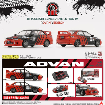 BM Creations 1/64 Mitsubishi Lancer Evolution IV -Advan (RHD) Red & Black