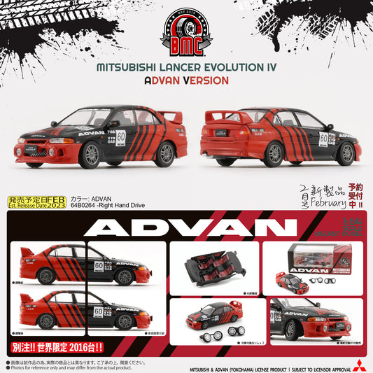 BM Creations 1/64 Mitsubishi Lancer Evolution IV -Advan (RHD) Red & Black