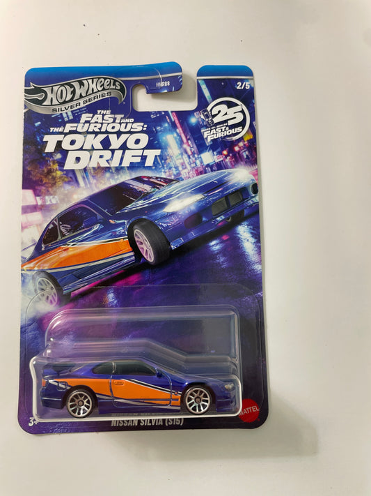 Hot Wheels 1/64 Silver Series The Fast And The Furious Tokyo Drift Nissan Silvia (S15) Blue - JKX06