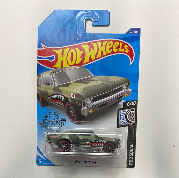 Hot Wheels ‘68 Chevy Nova Green Camo - Damaged Card