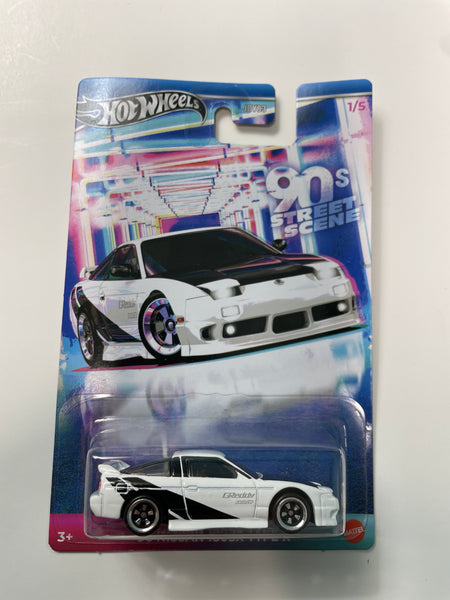 Hot Wheels 1/64 90s Street Scene ‘96 Nissan 180SX Type X White - Damaged Card