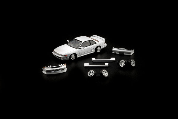 BM Creations 1/64 Nissan Silvia S13 White w/ Extra Wheels & Bodykit