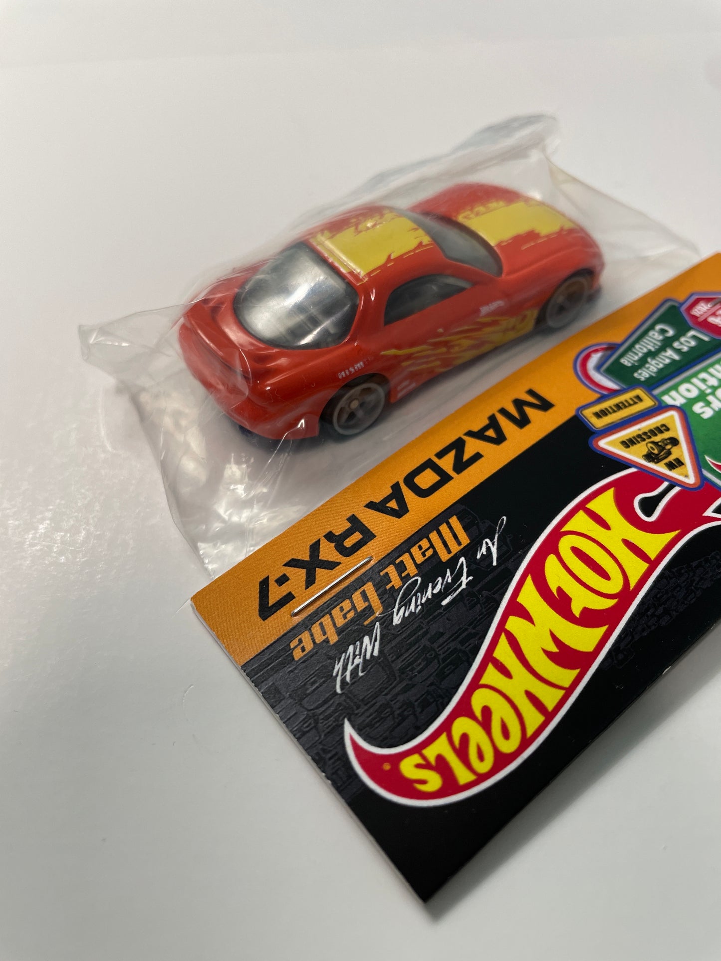 Hot Wheels 1/64 2024 Los Angeles California Convention Mazda RX-7 Dinner Baggie Car Orange