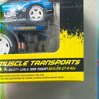 1/64 Muscle Machines Muscle Transports 1999 JDM Flatbed - Liberty Walk Nissan Skyline GT-R R34 Blue
