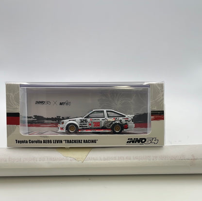 Inno64 1/64 Toyota Corolla AE86 Levin ''Trackerz Racing'' White - IN64- AE86-TRACKERZ