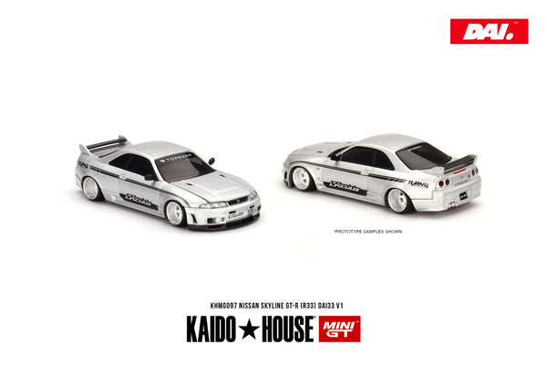 Kaido House x Mini GT 1/64 Nissan Skyline GT-R (R33) DAI33 V1 Silver - Damaged Box