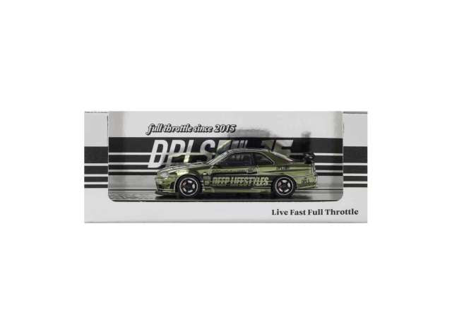 Inno64 x DPLS 1/64 10th Anniversary Full Throttle Since 2015 Nissan GT-R R34 Chrome Box Set Of 4 - IN64-DPLS-R34-10ANY