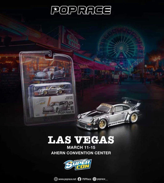 Pop Race 1/64 Porsche RWB 930 Las Vegas Supercon 2026 Edition Chrome - PRB001